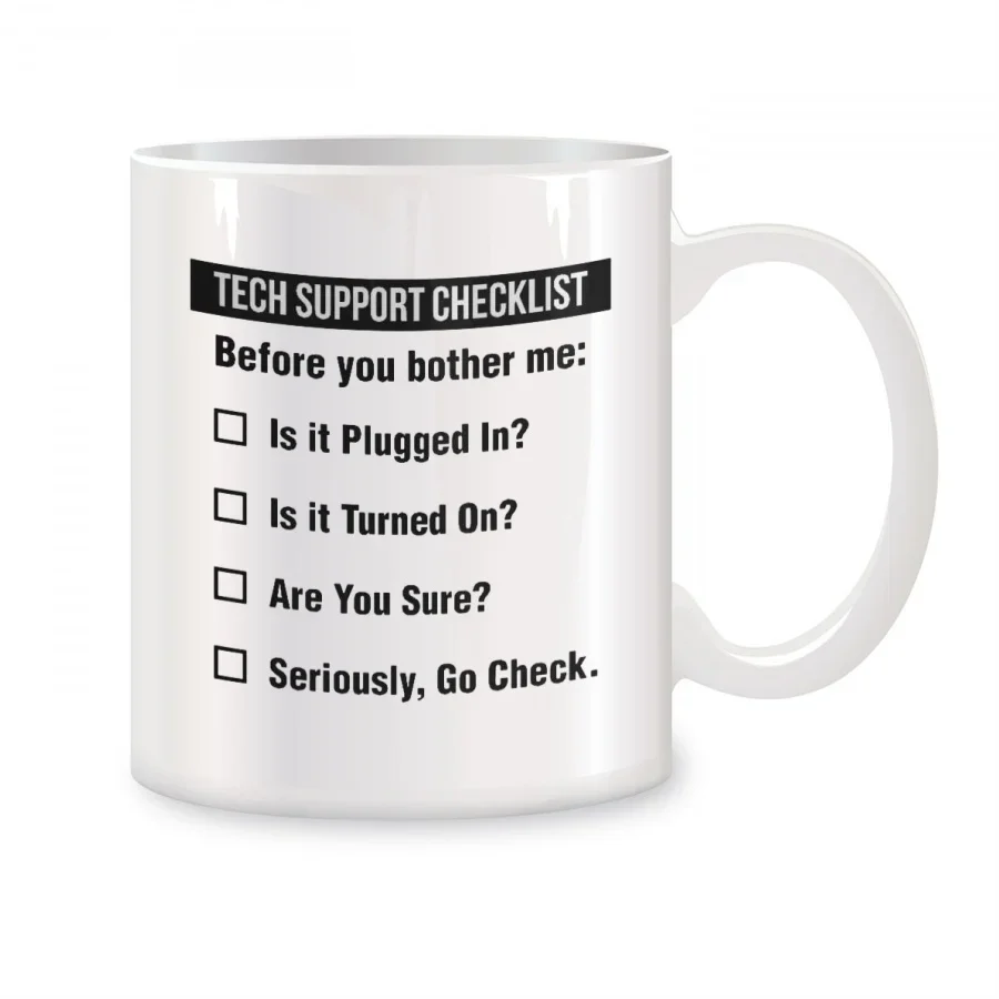 The Office It Tech - Tech Support Checklist Funny Ceramic Coffee