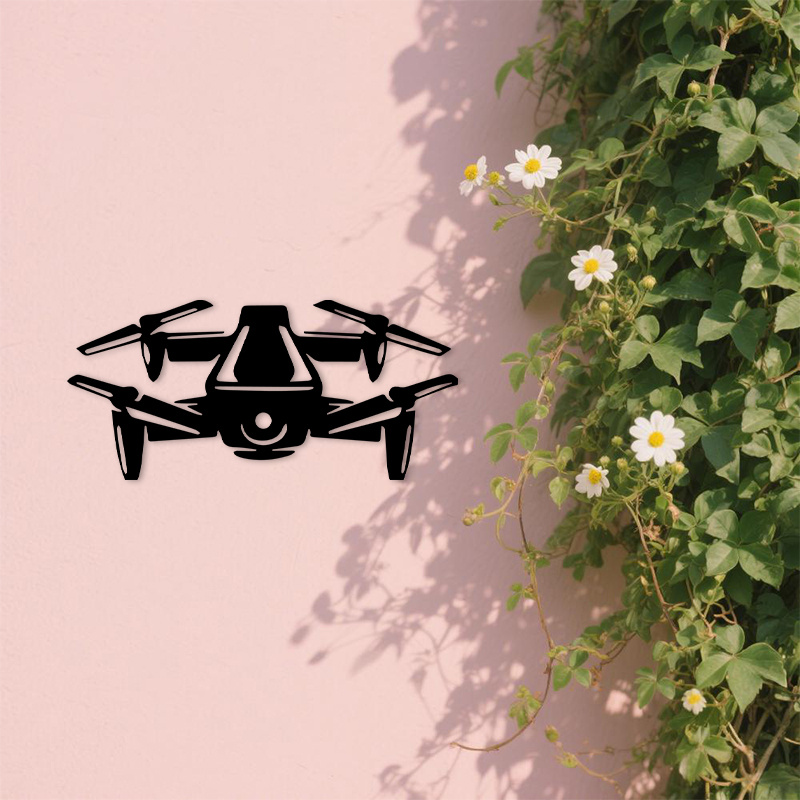 The Office Tech - 2D Flat Drone Silhouette Metal Wall