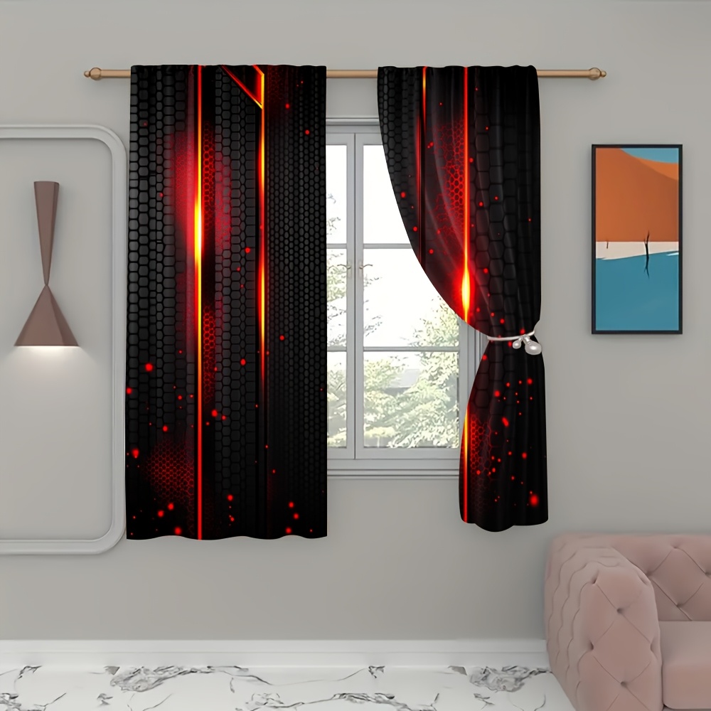 2pcs Lava Curtains Black Red C - The Office Tech review and price