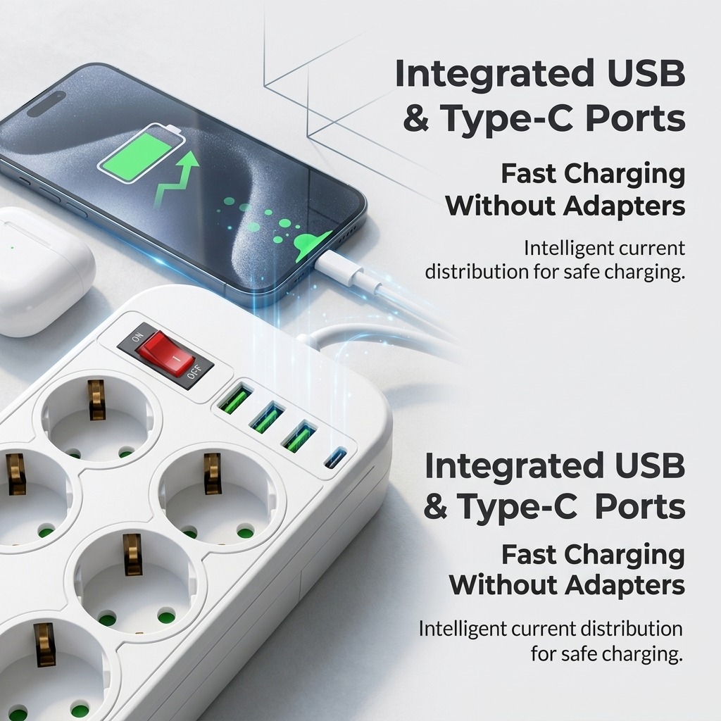 1500W EU Power Strip 6 AC Outl - Office Technician review and price