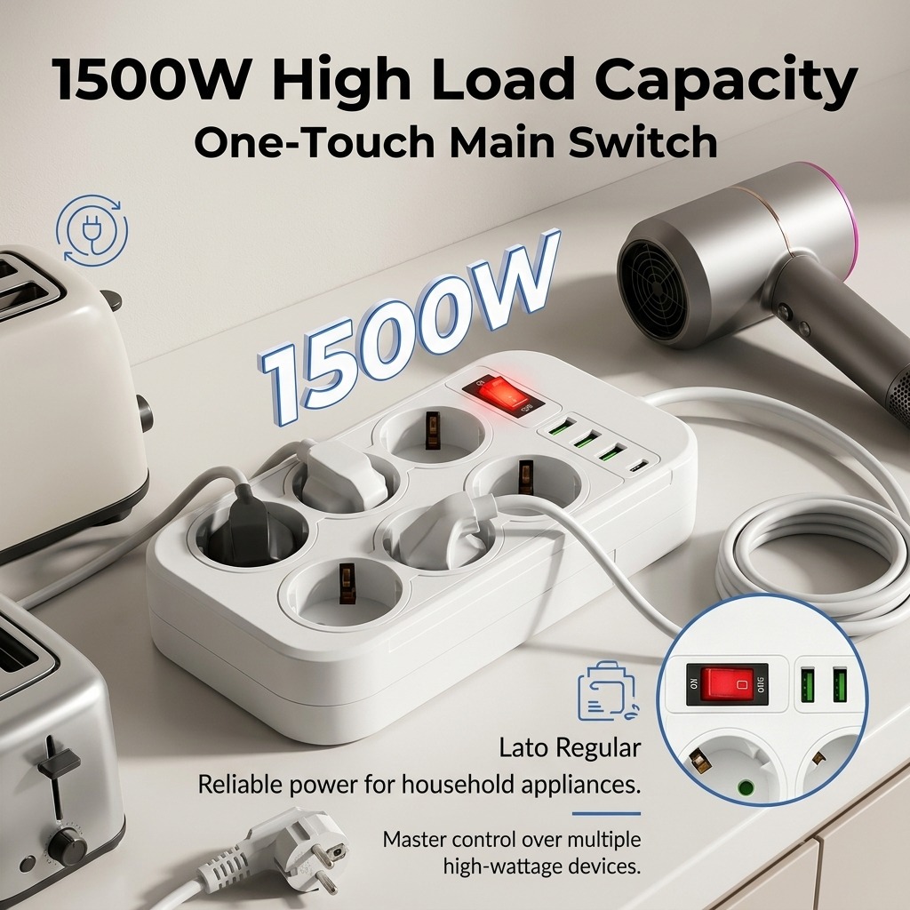 1500W EU Power Strip 6 AC Outl - Office Technician review and price