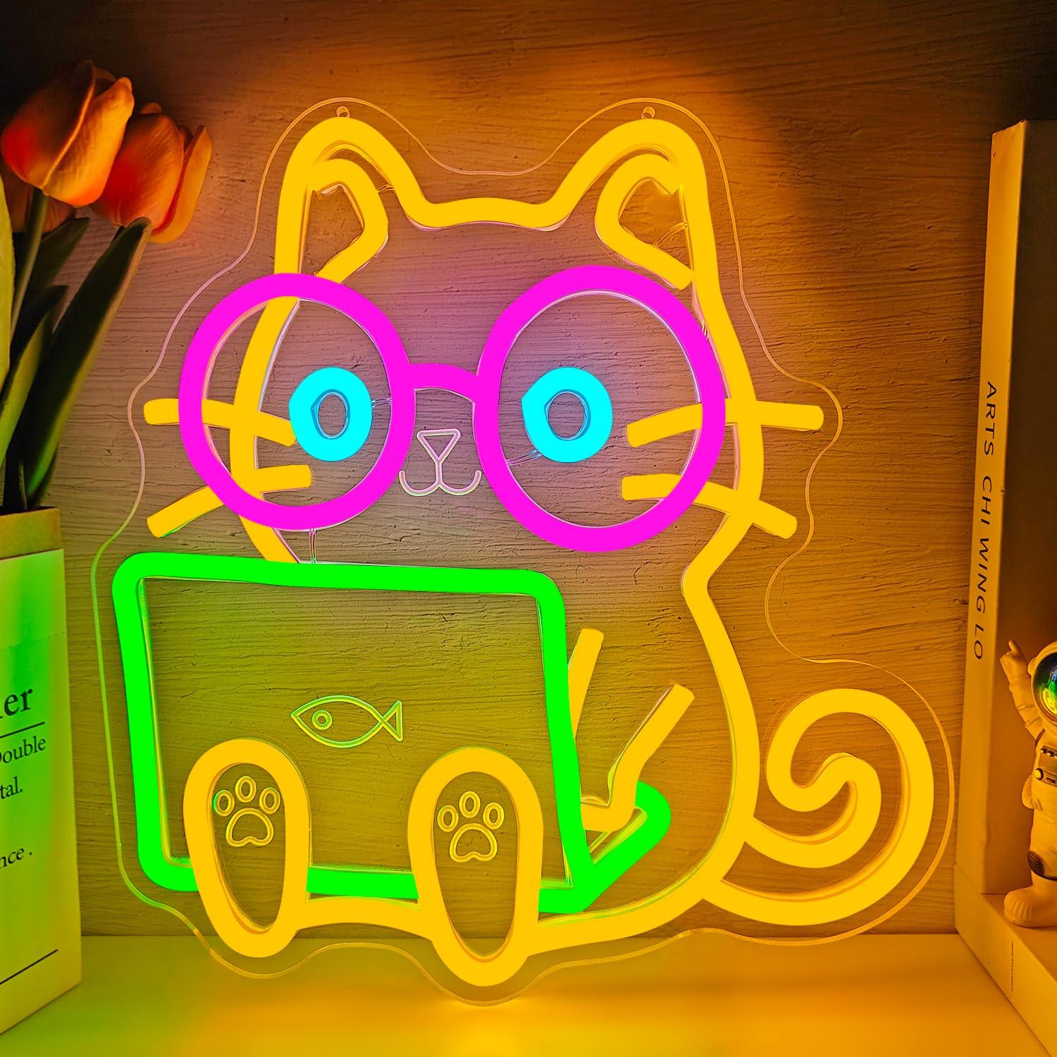 Cat Laptop Neon Sign USB Dimma - The Office It Tech review and price