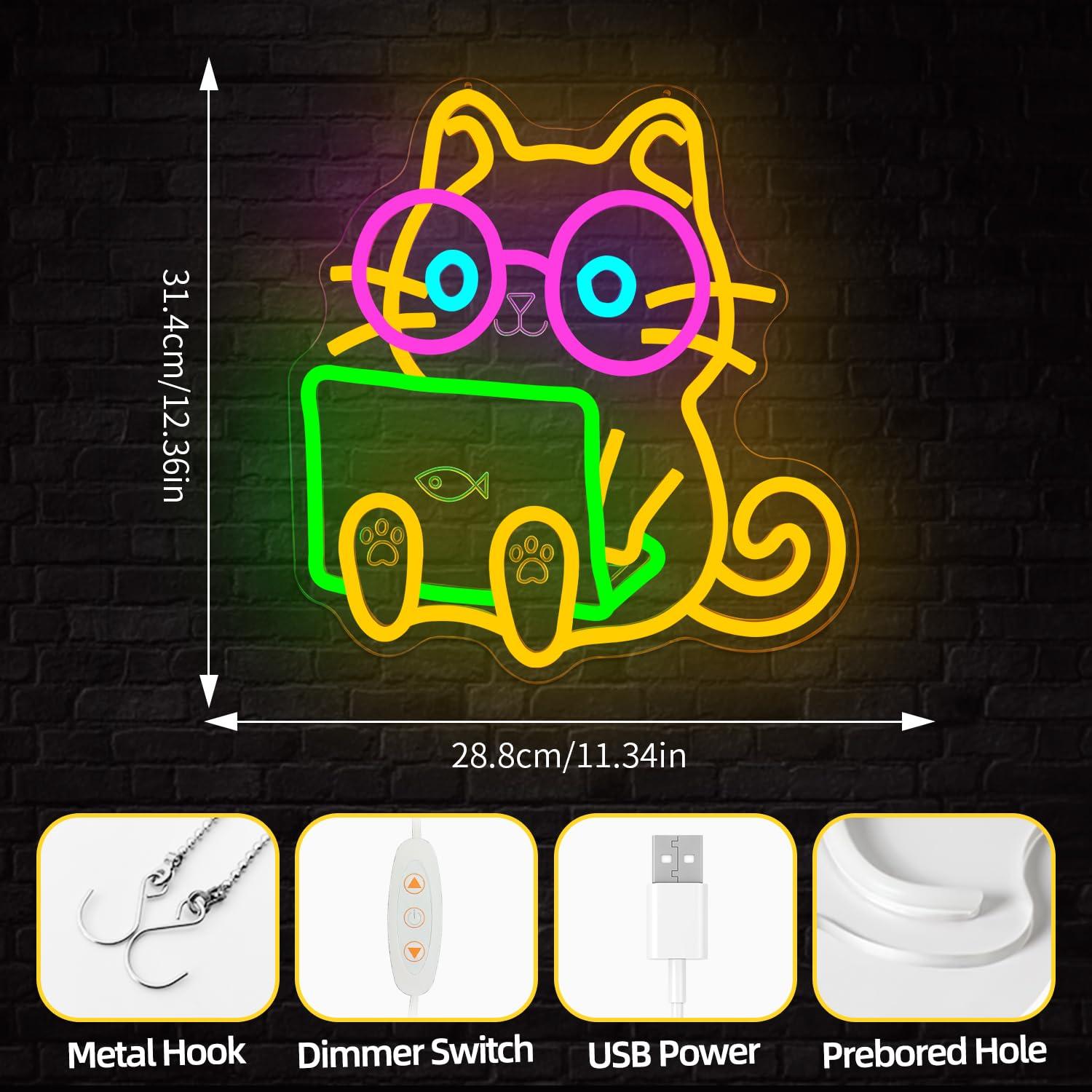 Cat Laptop Neon Sign USB Dimma - The Office It Tech review and price