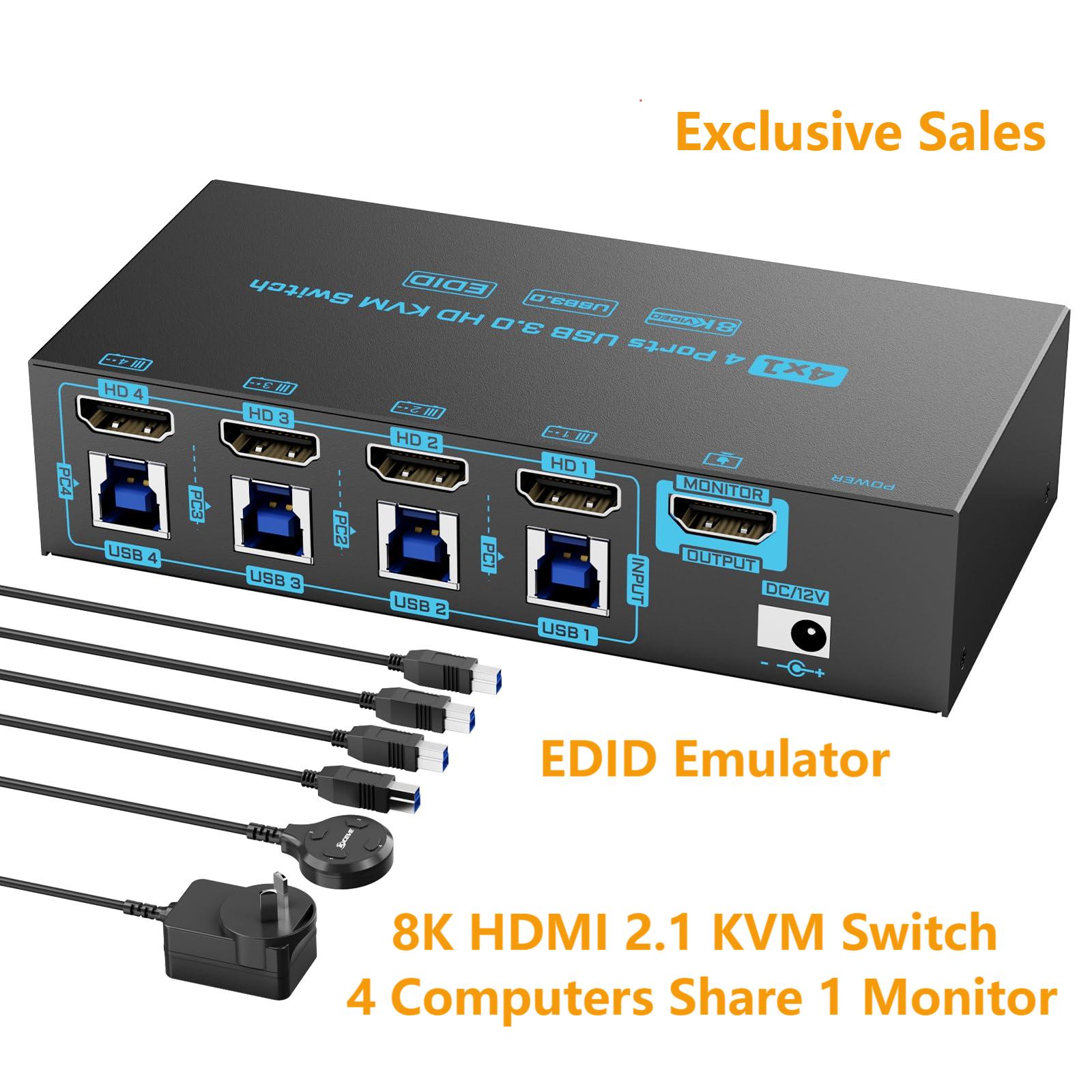 8K/4K HDMI KVM Switch 4 Port U - Hdmi Matrix Switch review and price